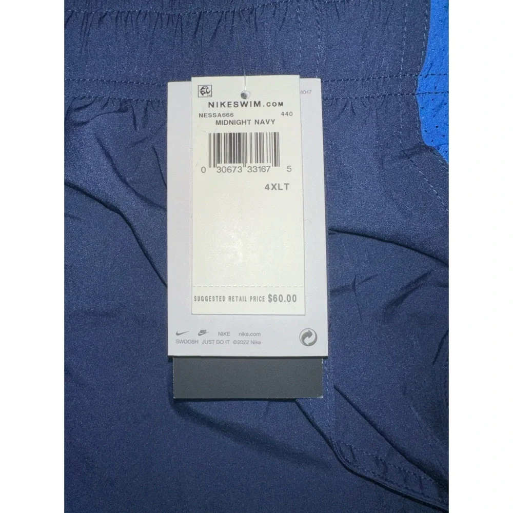 NWT Nike Men's Swim Trunks 4XLT Contend Water-Repellent Colorblocked Navy Blue - Picture 11 of 13